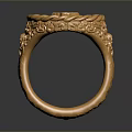 Golden Decorative Hardware Tools With Intricate Engraved Patterns And Ring Design 3d model
