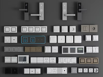 Modern Switch Panels With Various Designs Multiple Colors And Functional Control Features 3d model
