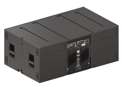 Professional Black Audio Speaker System With Rectangular Design And Heat Dissipation Vents 3d model