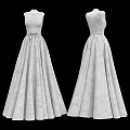 Elegant White Wedding Dress With Sleeveless Design And Lace Embroidered Flowing Skirt