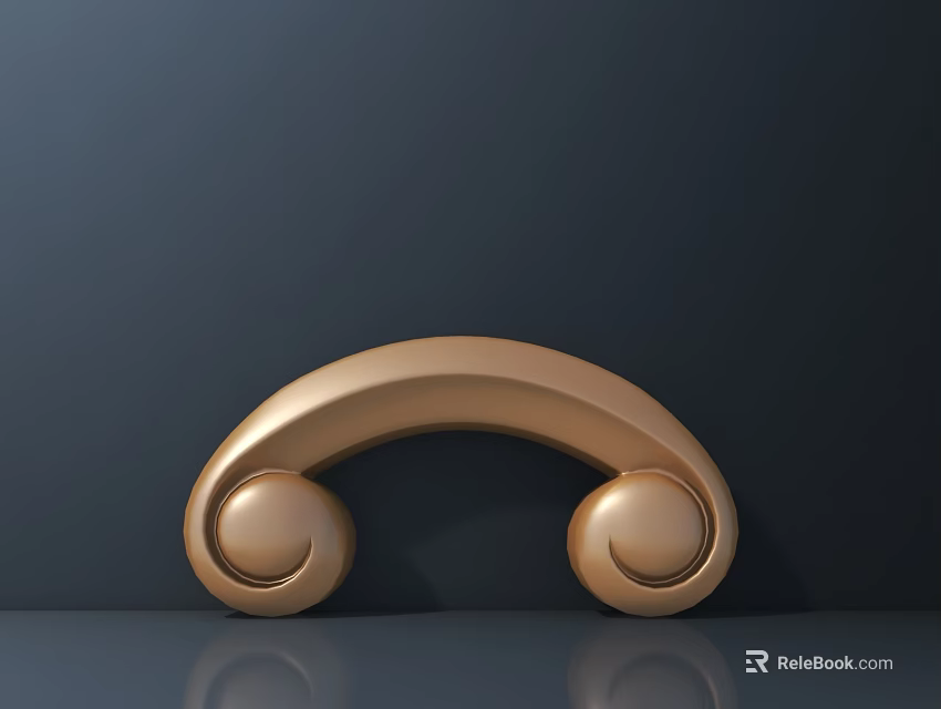 Golden Arched Carved Decorative Piece With Double Round Ornaments On Dark Background 3d model 