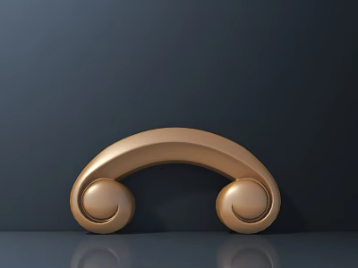 Golden Arched Carved Decorative Piece With Double Round Ornaments On Dark Background 3d model
