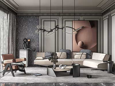 Modern sofa coffee table combination 3d model