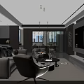 Modern Minimalist Living And Dining Room With Comfortable Furniture And Warm Ambient Lighting Design