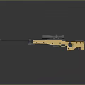 3D Model Sniper Rifle With Yellow Body Black Stock Barrel And Scope