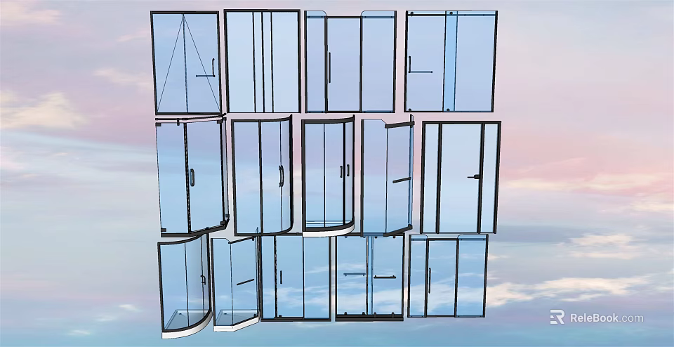 Shower Sauna Glass Door Designs With Various Styles And Frameless Or Framed Options 3d model 