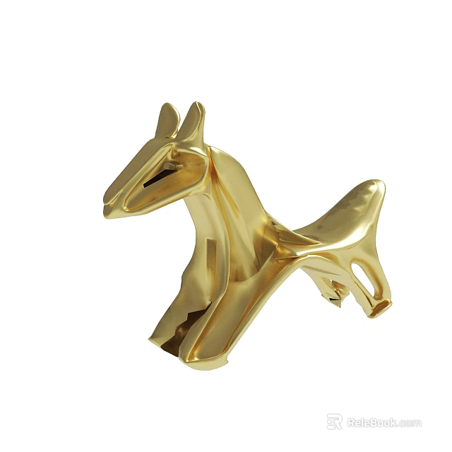 Shiny Golden Horse Sculpture For Modern Home Decor And Interior Design 3d model 