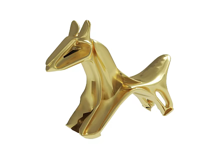 Shiny Golden Horse Sculpture For Modern Home Decor And Interior Design 3d model