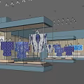 Illuminated Museum Exhibition Hall With Glass Display Cases Showing Traditional Blue White Textiles