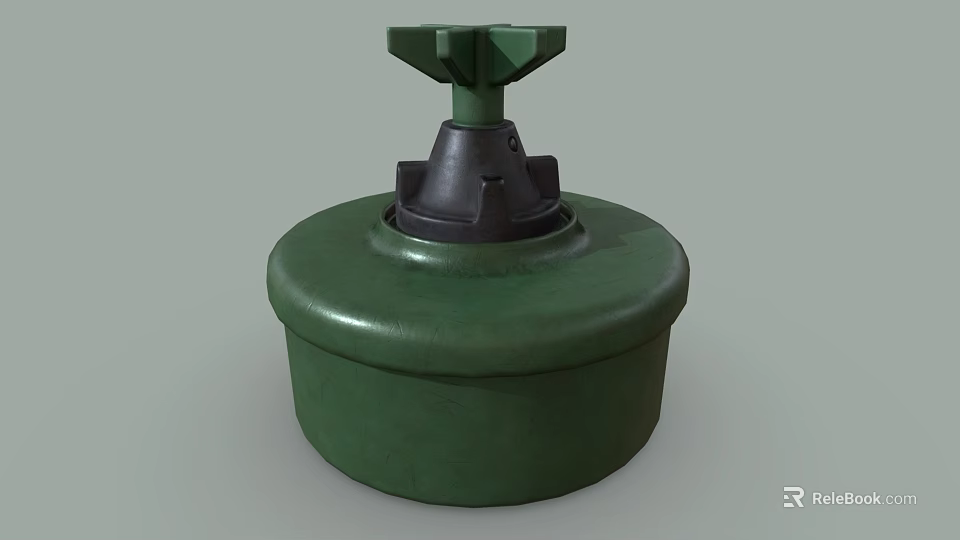 Green Military Weapon With Round Base And Top Fuse Component 3d model 