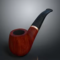 Mahogany Tobacco Pipe With Black Stem And Gold Accent Design