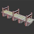 Stone Bridge Structure Design With Arches Blue Tiles Deck And Brown Railings