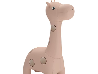 Pink Giraffe Stuffed Toy with Soft Material and Round Spots for Kids Play and Room Decoration 3d model