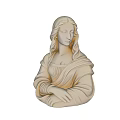 Landscape Sculpture White Female Bust With Long Hair Crossed Hands On Gray Background 3d model