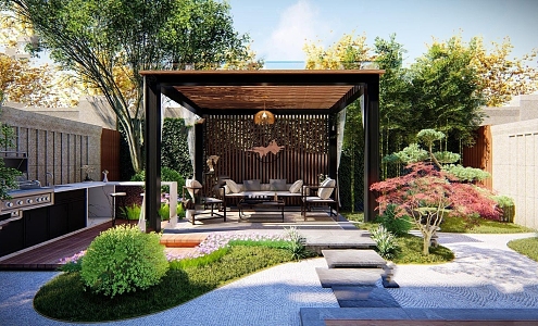 New Chinese Garden Courtyard Garden 3d model