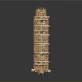 Ancient Classical Architecture with Continuous Stone Arches and Brick Structure Design 3d model