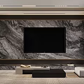 Modern Living And Dining Room Interior With Sofa Dining Table Pendant Lights And Marble Wall