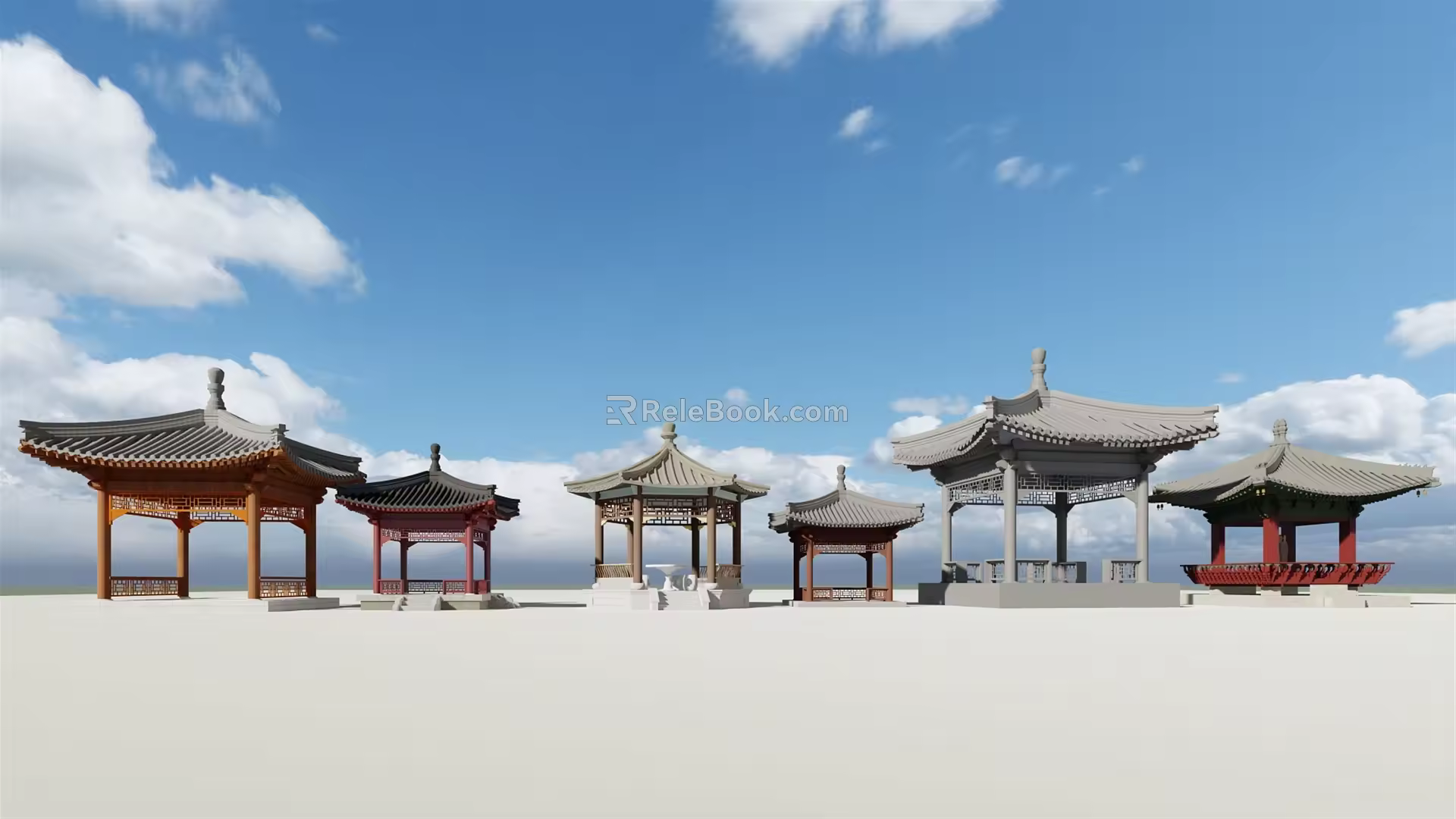 Chinese-style pavilion ancient building four-corner hexagonal pavilion landscape pavilion ancient building pavilion 3d model