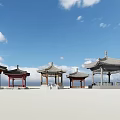 Chinese-style pavilion ancient building four-corner hexagonal pavilion landscape pavilion ancient building pavilion 3d model