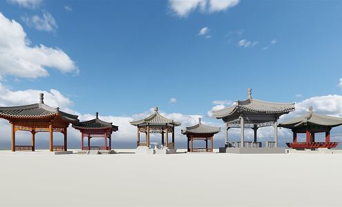 Chinese-style pavilion ancient building four-corner hexagonal pavilion landscape pavilion ancient building pavilion 3d model