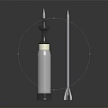 Military Weapon Including Silver Cylindrical Missile Pointed Tip And Slender Scaled Component 3d model