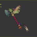 Flaming Fantasy Weapon Design With Purple Red Handle And Golden Chain Elements