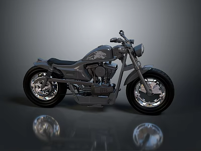Classic Gray Motorcycle With Shiny Chrome Wheels Black Leather Seat And Sleek Design 3d model