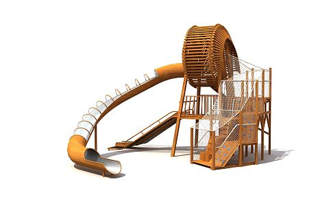 Modern Slide Outdoor Expansion Wooden Slide 3d model