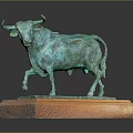 Elegant Green Bull Figurine Decorative Ornament Set With Wooden Base Display Piece