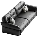 Comfortable Black Leather Sectional Sofa With Decorative Accent Pillows And Modern Design