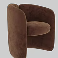 Modern Brown Velvet Single Sofa With Curved Arms And Comfortable Seat Design