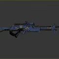 Futuristic Blue Sci Fi Sniper Rifle With Tactical Scope And Mechanical Design Details
