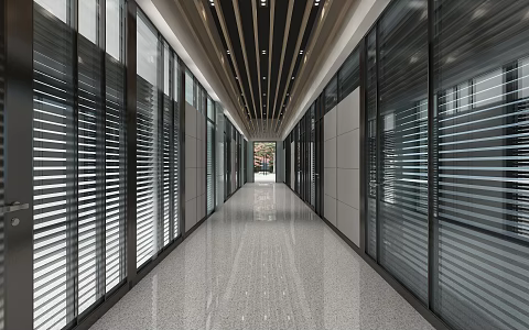 Modern Corridor Modern Corridor Partition Glass Partition Walk to Office Corridor Office 3d model