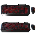 Black Gaming Keyboard and Mouse Set with Red Backlit LED for Computer Use 3d model