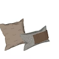 Modern Decorative Throw Pillows With Brown Leather Accents And Black White Checkered Design