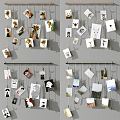 Modern Photo Wall Decorative Wall Wall Decoration Pendant Creative Photo Wall Rope Photo Wall 3d model