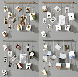 Modern Photo Wall Decorative Wall Decoration Pendant Creative Photo Wall Rope Photo Wall 3d model