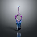 Futuristic Fantasy Weapon With Purple Blue Gradient Ring Shaped Top And Shiny Decorative Base