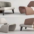 Single Sofa With Unique Modern Design Curved Shape And Various Color Options 3d model