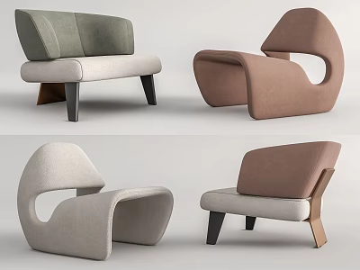 Single Sofa With Unique Modern Design Curved Shape And Various Color Options 3d model