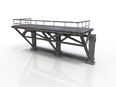 Heavy Duty Industrial Metal Platform With Steel Support Frame And Safety Railing 3d model