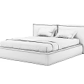 Modern Double Bed With Brown Upholstered Headboard Two White Pillows And White Bed Sheets 3d model