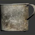 Old Rusty Metal Cup With Handle For Daily Household Use