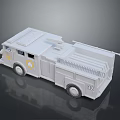 Gray Fire Truck Model With Yellow Emblems Ladder Wheels And Functional Rescue Vehicle Features