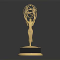 Golden Trophy Shaped Decorative Furniture Piece With Black Base Stand