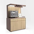 Modern Nespresso Wooden Display Cabinet With Coffee Machine And Information Card