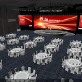 Leading International Technology Summit Hall With Stage Big Screens Lighting And Tables