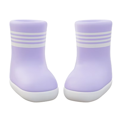 Cute Stylish Purple Ankle Boots Featuring White Stripes And White Soles 3d model