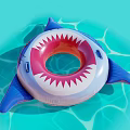 Shark Shaped Inflatable Swim Ring On Pool Water 3d model