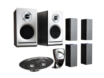 High Quality Home Theater Audio System With Main Speakers Surrounds Subwoofer And Headphones 3d model